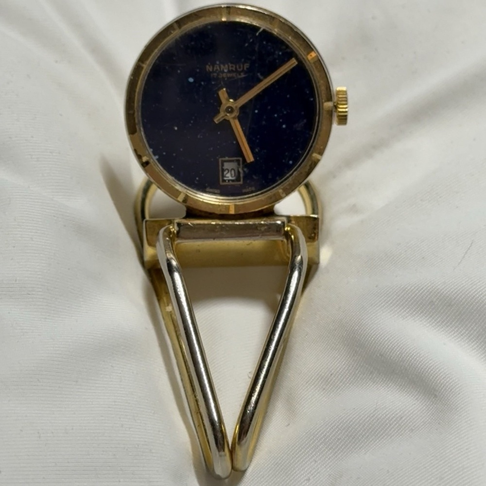 Vintage NAMRUF 17 Jewels Money Clip/Mechanical Wind Up Watch NOT WORKING - AS IS